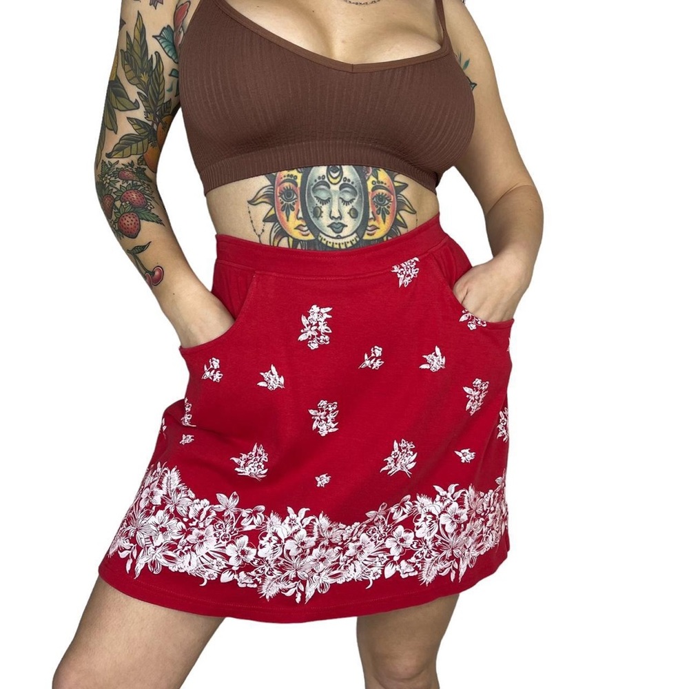 Vintage red tropical skort